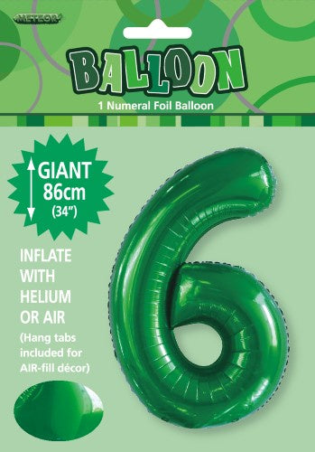 Emerald Green "6" Numeral Foil Balloon 86cm (34")